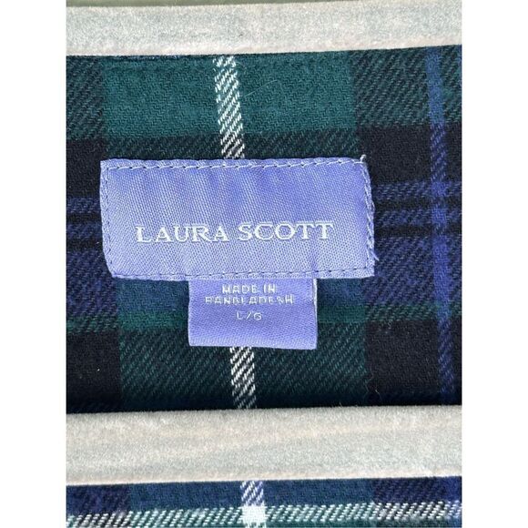 Laura Scott Plaid Flannel Nightgown Women’s Large – Long Sleeve Cottagecore Prai - Picture 3 of 6